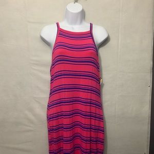 Decree Pink and Blue Striped Form Fitting Dress